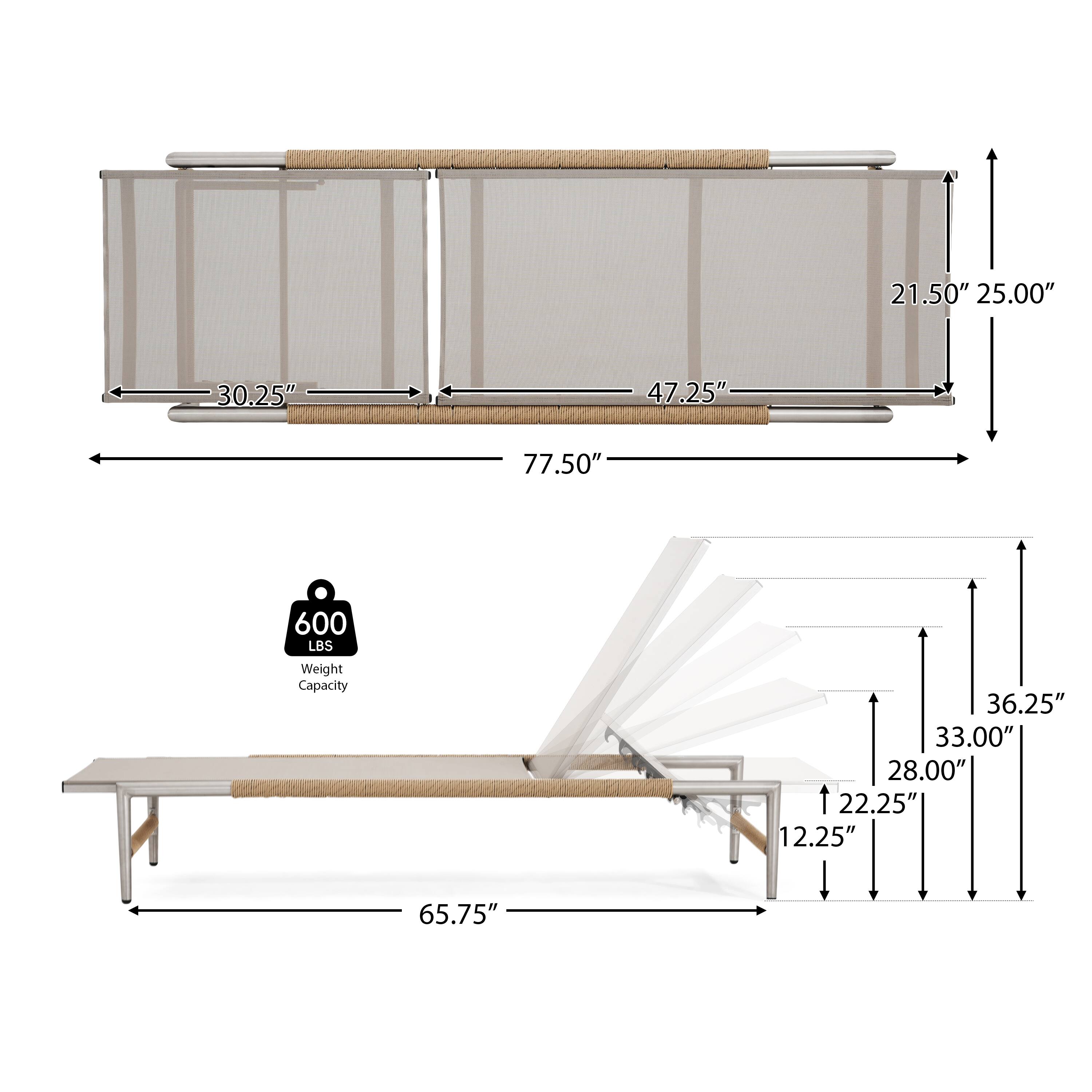 21.50" 25.00" 30.25" 47.25" 77.50" 600 LBS Weight Capacity 36.25" 33.00" 28.00" 22.25" 12.25" 65.75"
