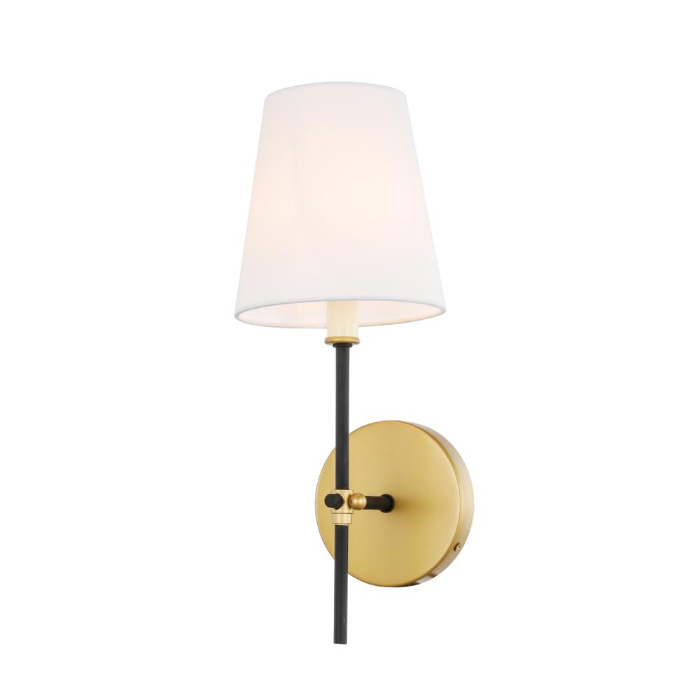 Alt View 6. Living District - Mel 1 light Brass and Black and White shade wall sconce - Brass And Black And White Shade.