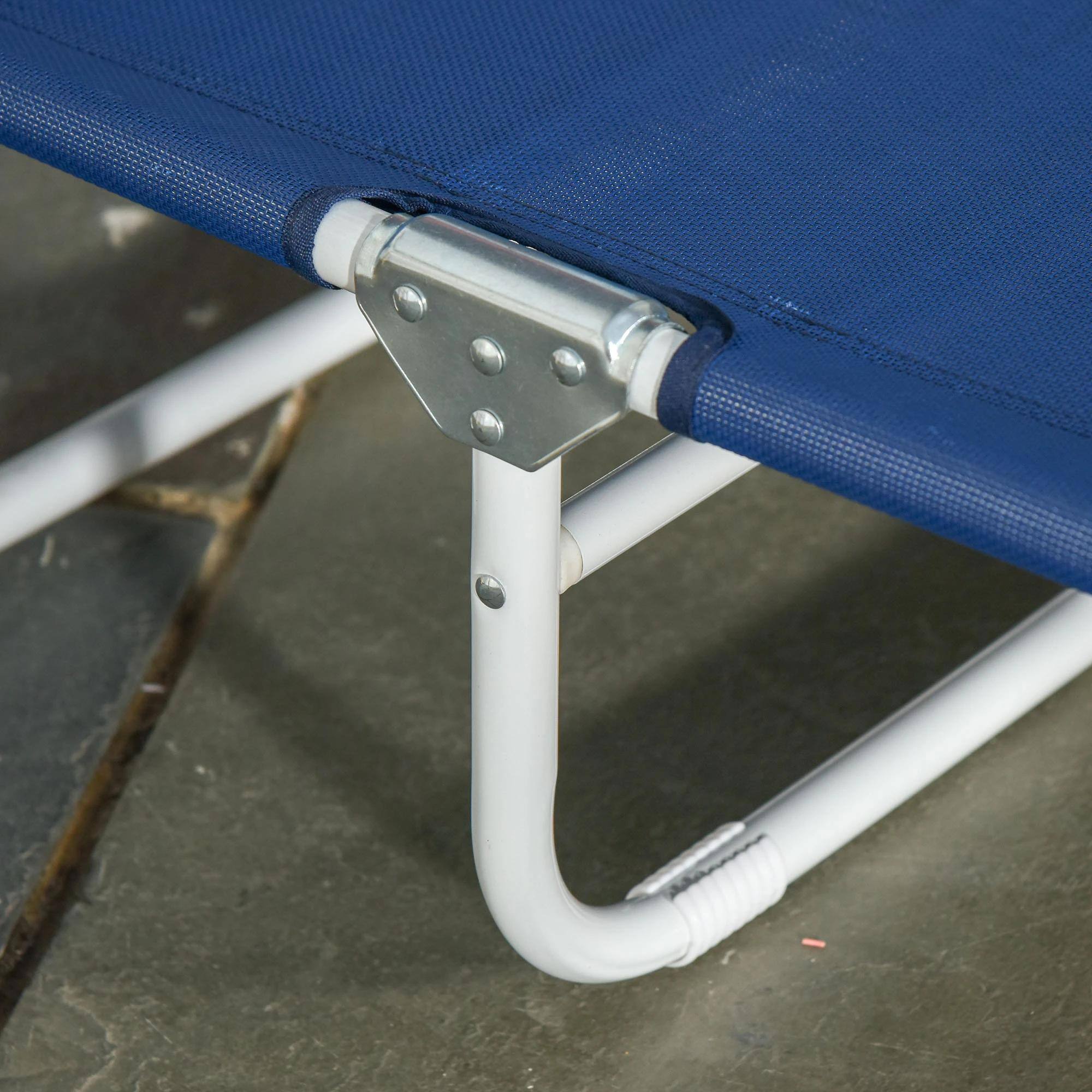 Back. Resenkos - Resenkos Folding Lounge Chair, Portable Outdoor Chaise Lounge, Sun Tanning Chair With 4-Position Reclining Back, Blue - Blue.