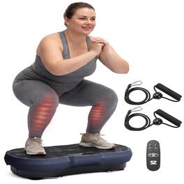 Hurtle - Vibration Plate Exercise Machine, 99 Speeds, 9 Programs, Resistance Bands & Remote for Home Fitness - Blue