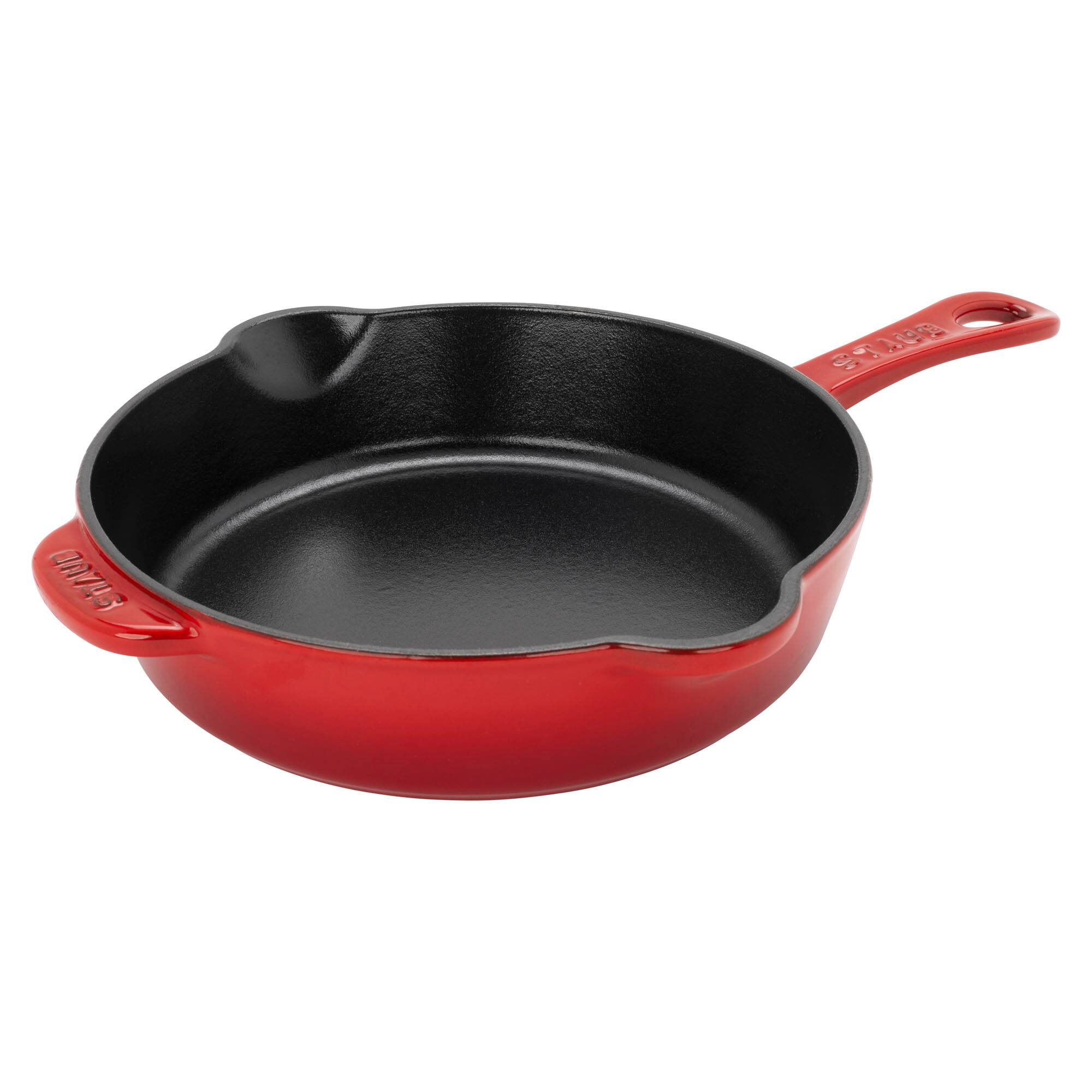 Front. Staub - STAUB Cast Iron 8.5-inch Traditional Deep Skillet - Cherry - Cherry.