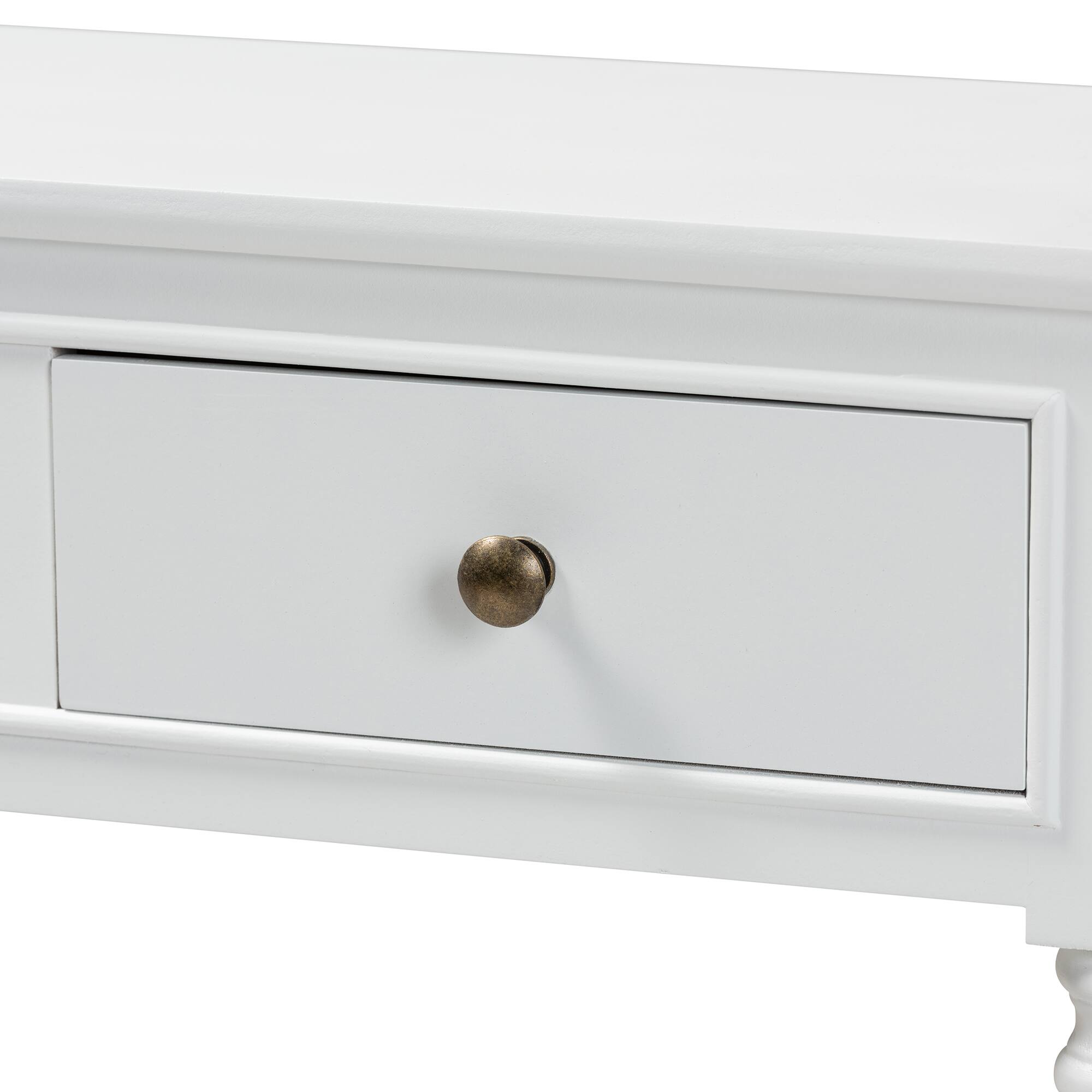 Alt View 1. Baxton Studio - Calvin Classic and Traditional French Farmhouse White Finished Wood 3-Drawer Entryway Console Table - White.