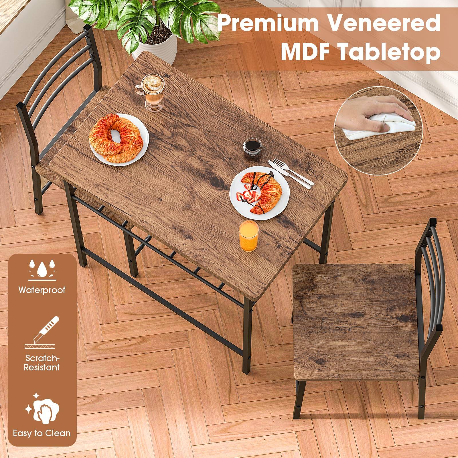 Premium Veneered MDF Tabletop

Waterproof  
Scratch-Resistant  
Easy to Clean