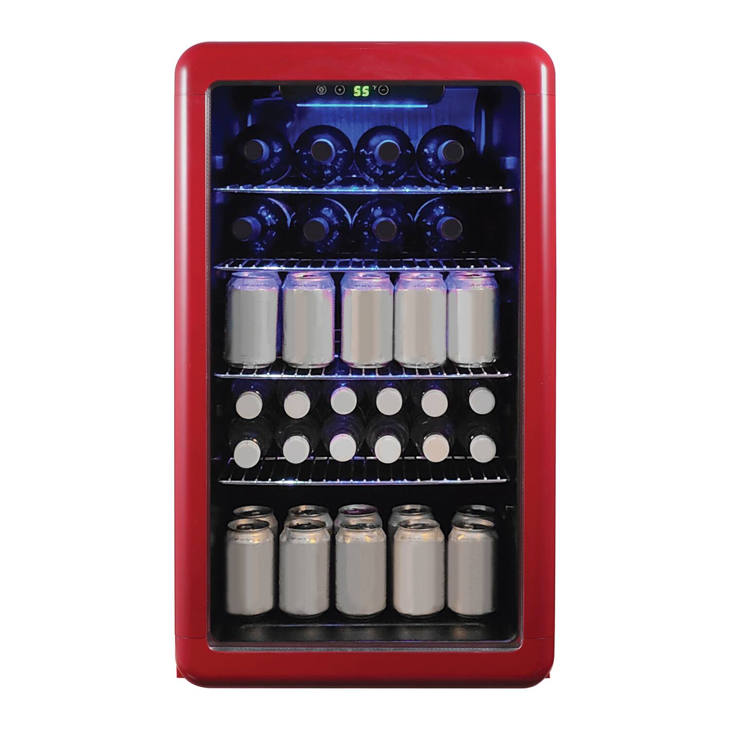 Left. Magic Chef - 3.4-Cu. Ft. Retro Beverage Cooler - Red.