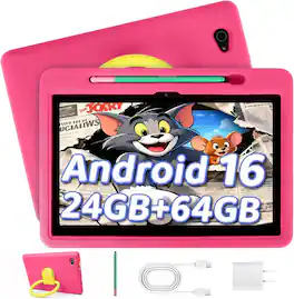 URAO - Kids Tablet Android 16 24GB RAM 64GB ROM 1.8GHz A333 Processor 10 inch WIFI 6 - Pink