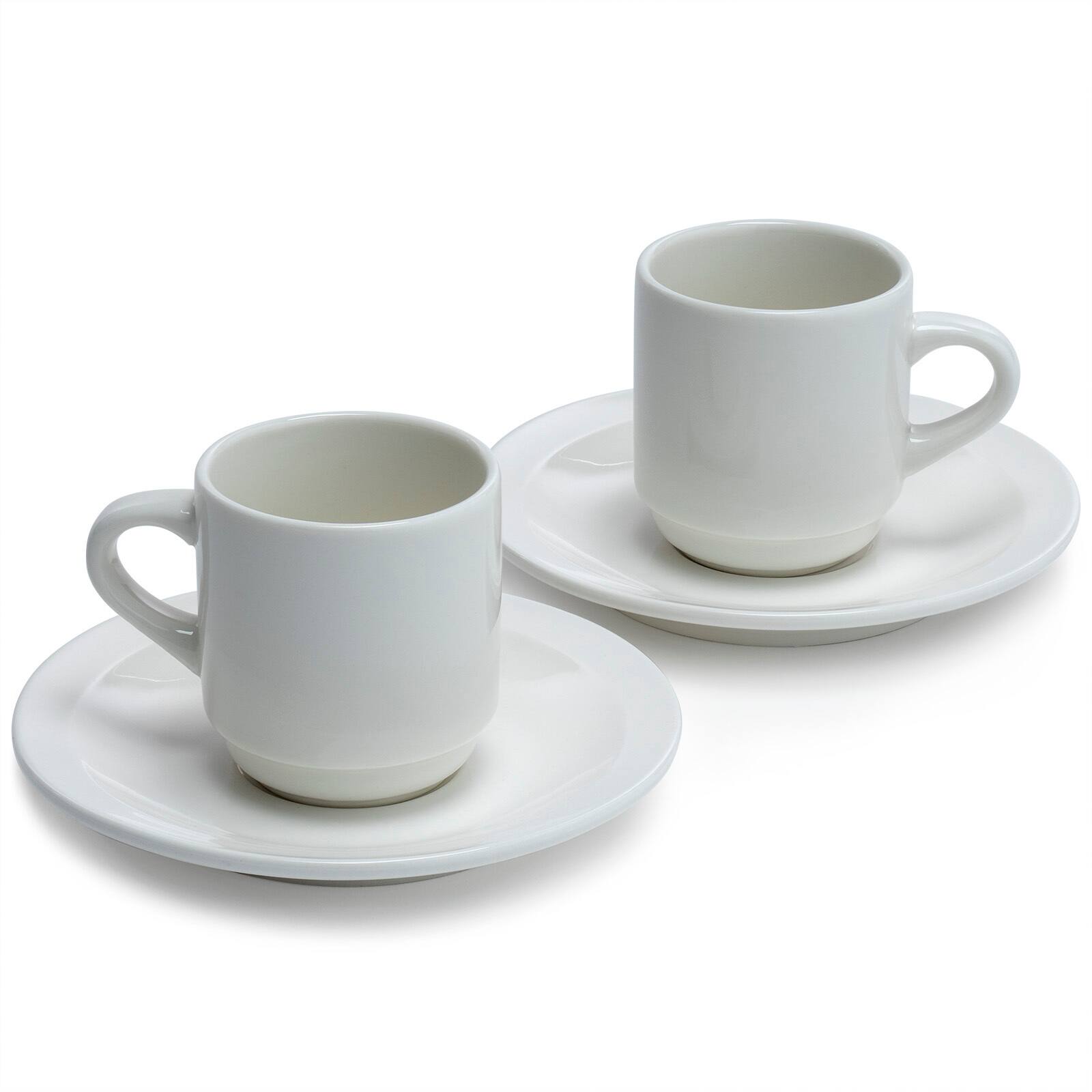 Front. ChefWave - ChefWave 3oz Ceramic Tiara Espresso Cup and Saucer Set (2-pack) - White.