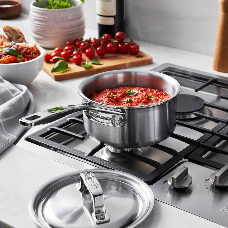 Metal Rivet Table Demeyere Essential 5, 1.5 qt Saucepan with Lid 5 Ply Made in Belgium ...