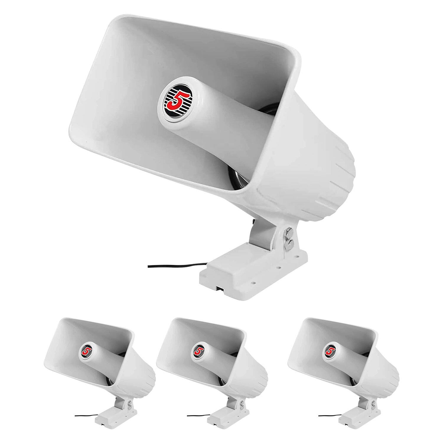 Front. 5 CORE - 5 Core PA Horn Speaker 4Pc 8 Inch 65W Bull Horn Ausio System - White.