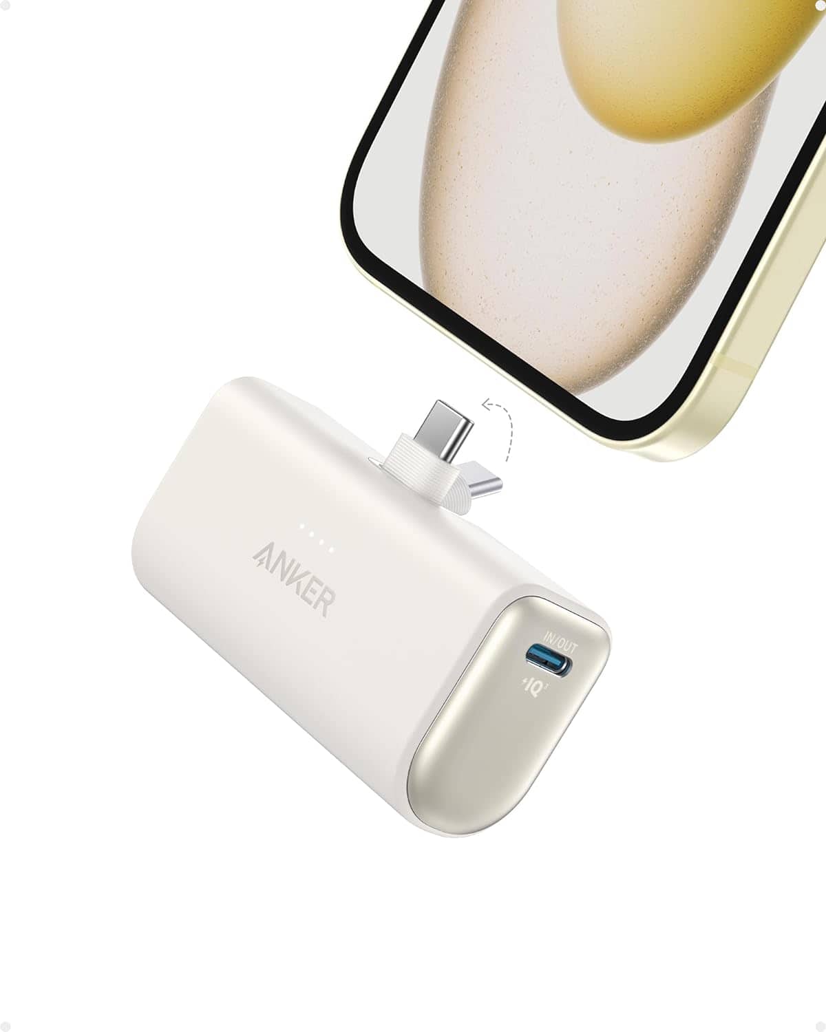 Anker - iPhone 17 Portable Charger Nano Power Bank - White