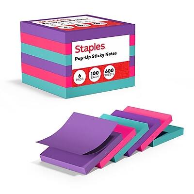 Staples Pop-Up Sticky Notes
100 Pages Each
6 Pads
600 Sheets