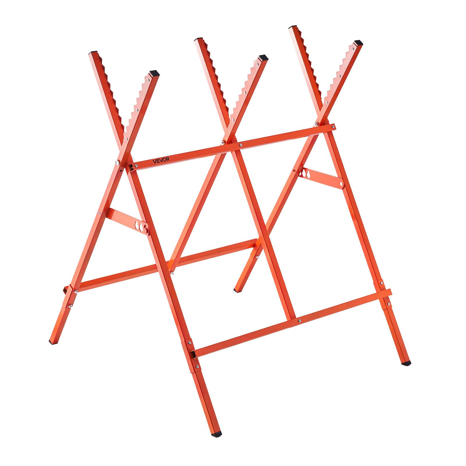 Front. VEVOR - Saw Horse, 1 Pack Folding Work Horse, 260 lbs Load Capacity Sawhorse with Heavy Duty Legs, Adjustable Height Sawhorse - Orange.