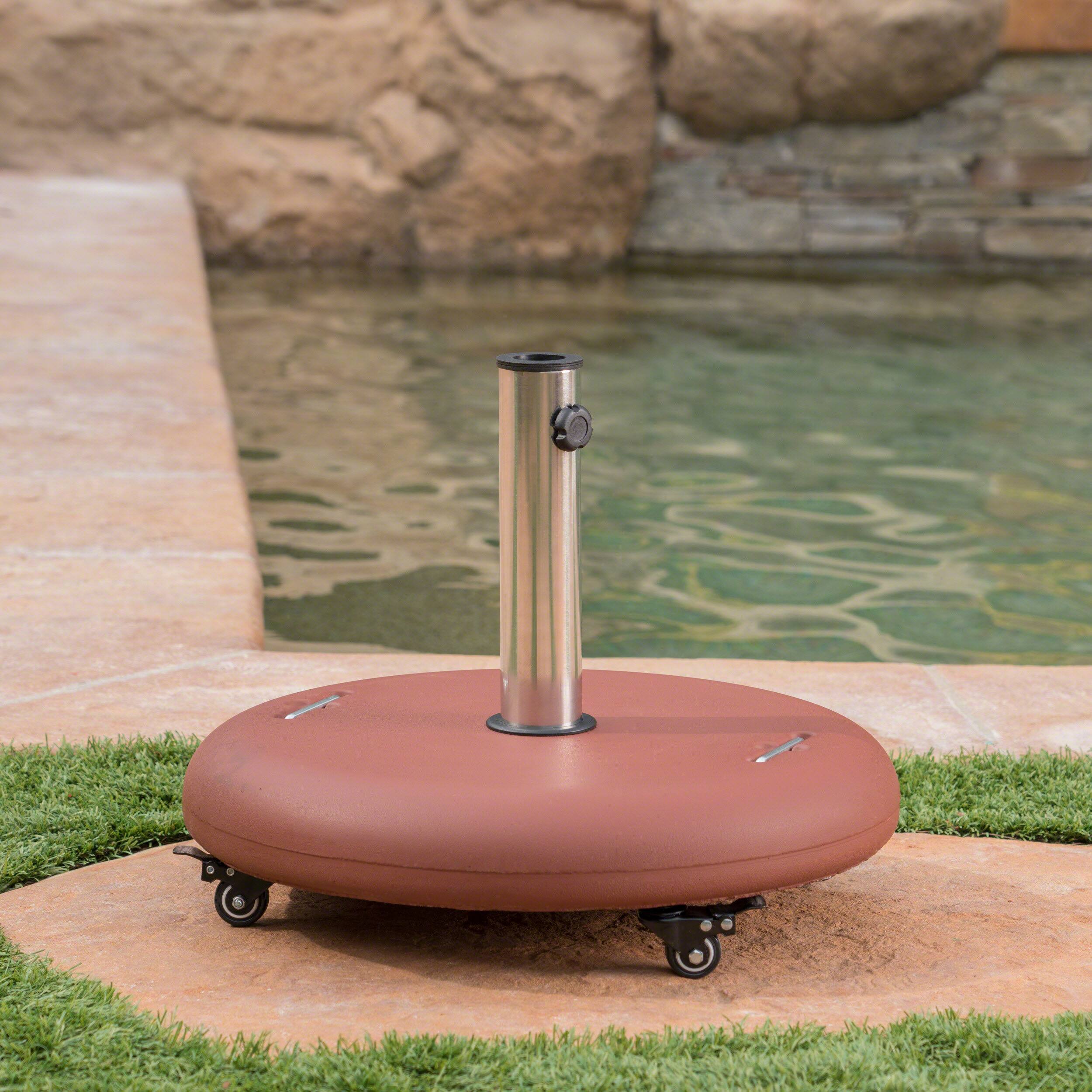 Angle. Anysun - Simple Design Round High-Quality Flexible Moble Umbrella Base, Assembly Required - Terracotta.