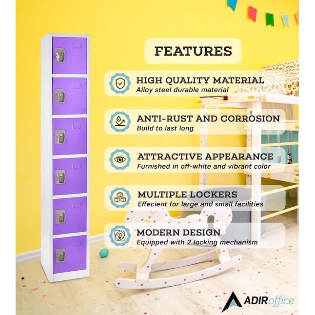 FEATURES

HIGH QUALITY MATERIAL
Alloy steel durable material

ANTI-RUST AND CORROSION
Build to last long

ATTRACTIVE APPEARANCE
Furnished in off-white and vibrant color

MULTIPLE LOCKERS
Effecient for large and small facilities

MODERN DESIGN
Equipped with 2 locking mechanism

ADIRoffice