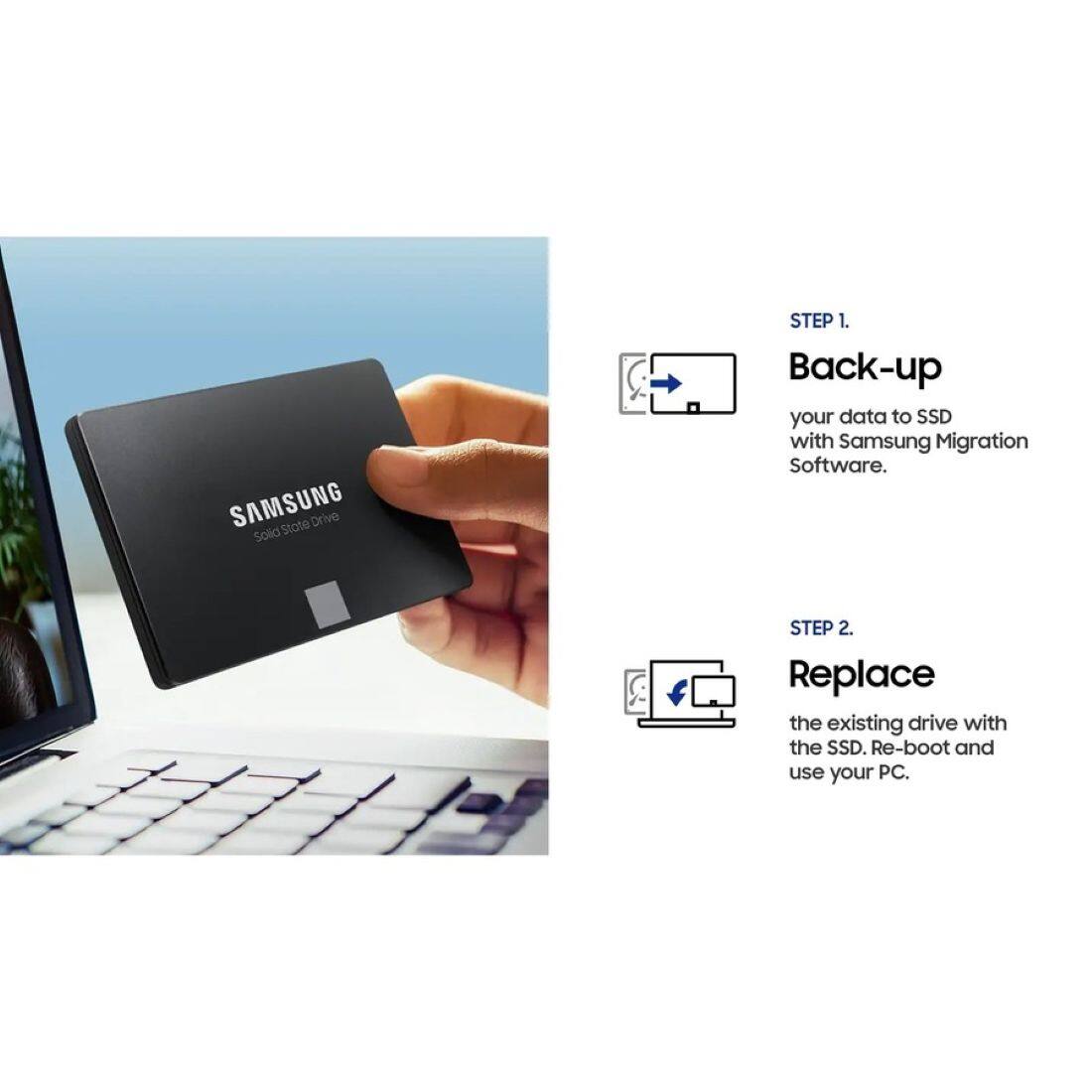 SAMSUNG Solid State Drive

STEP 1. Back-up your data to SSD with Samsung Migration Software.

STEP 2. Replace the existing drive with the SSD. Re-boot and use your PC.