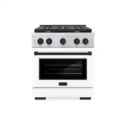 ZLINE - Autograph 30" Paramount Dual Fuel Range with Black Accents (SDRZ-WM-30-MB) - White - Front_Zoom