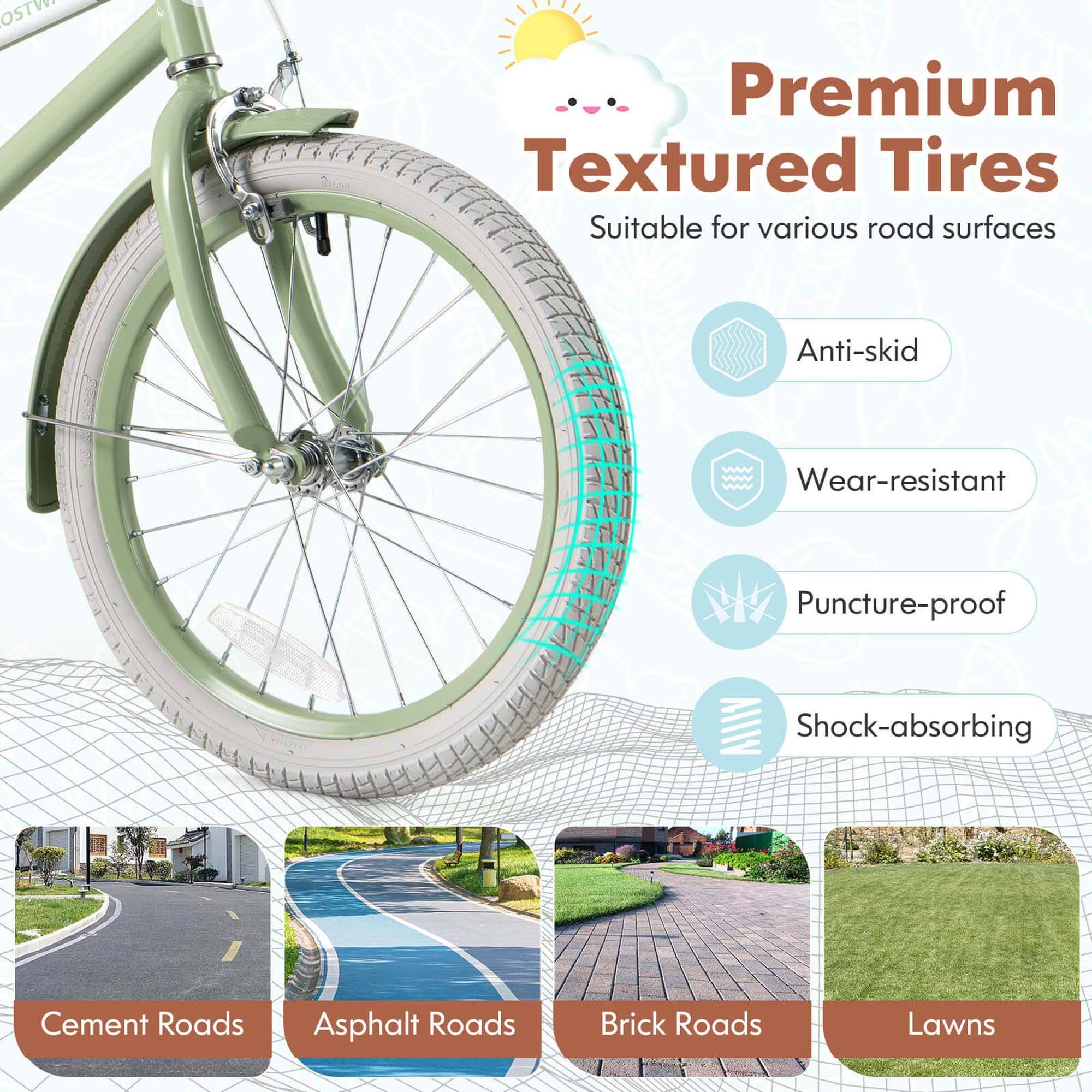 Premium Textured Tires  
Suitable for various road surfaces  

- Anti-skid  
- Wear-resistant  
- Puncture-proof  
- Shock-absorbing  

Cement Roads  
Asphalt Roads  
Brick Roads  
Lawns