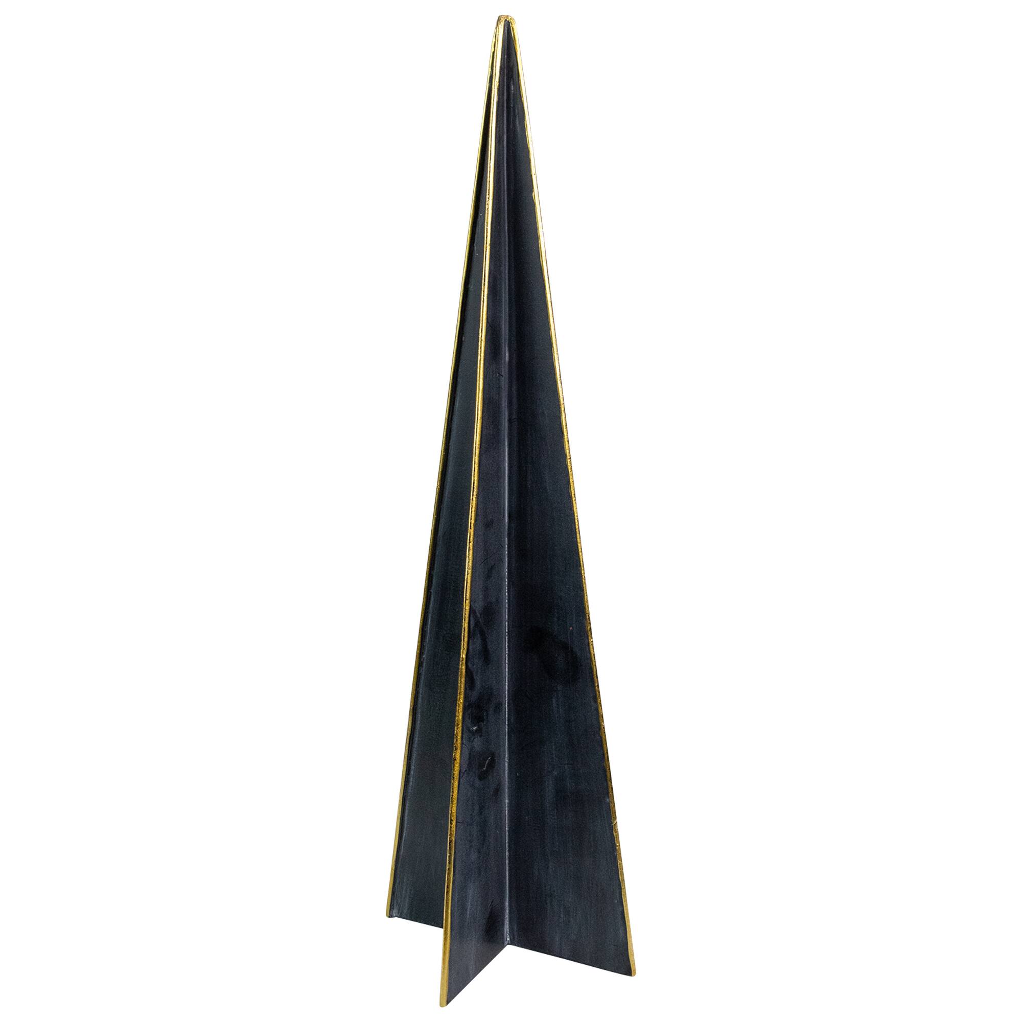 Front. Northlight - Triangular Christmas Tree Decoration - 15" - Blue and Gold - Blue.