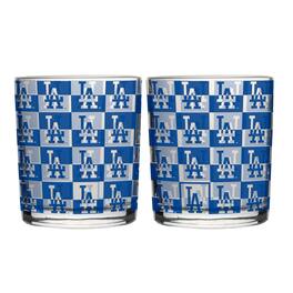 Logo Brands - Los Angeles Dodgers Two-Pack 12oz. Gridiron Stained Rocks Glass Set - Multicolor
