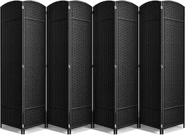 Sorbus - 8 Panel Room Divider 6 ft. Tall - Privacy Screen, Extra Wide Double Hinged Panels, Mesh Hand-Woven Design - Black