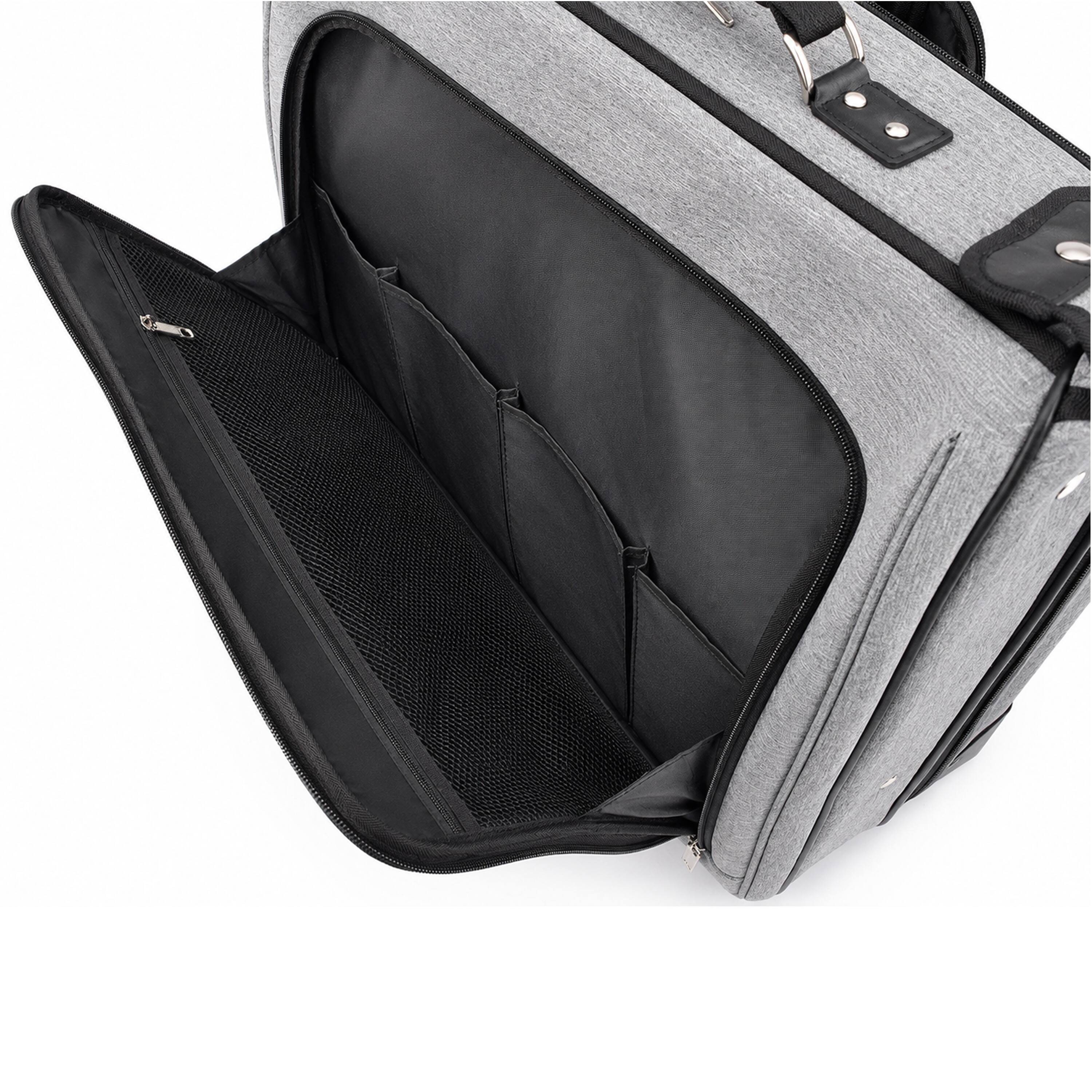 Alt View 4. Geoffrey Beene - Geoffrey Beene Suit & Dress Carrier, Wrinkle-Free Rolling Garment Bag With Inline Skate Wheels, 22” Folded - Grey.