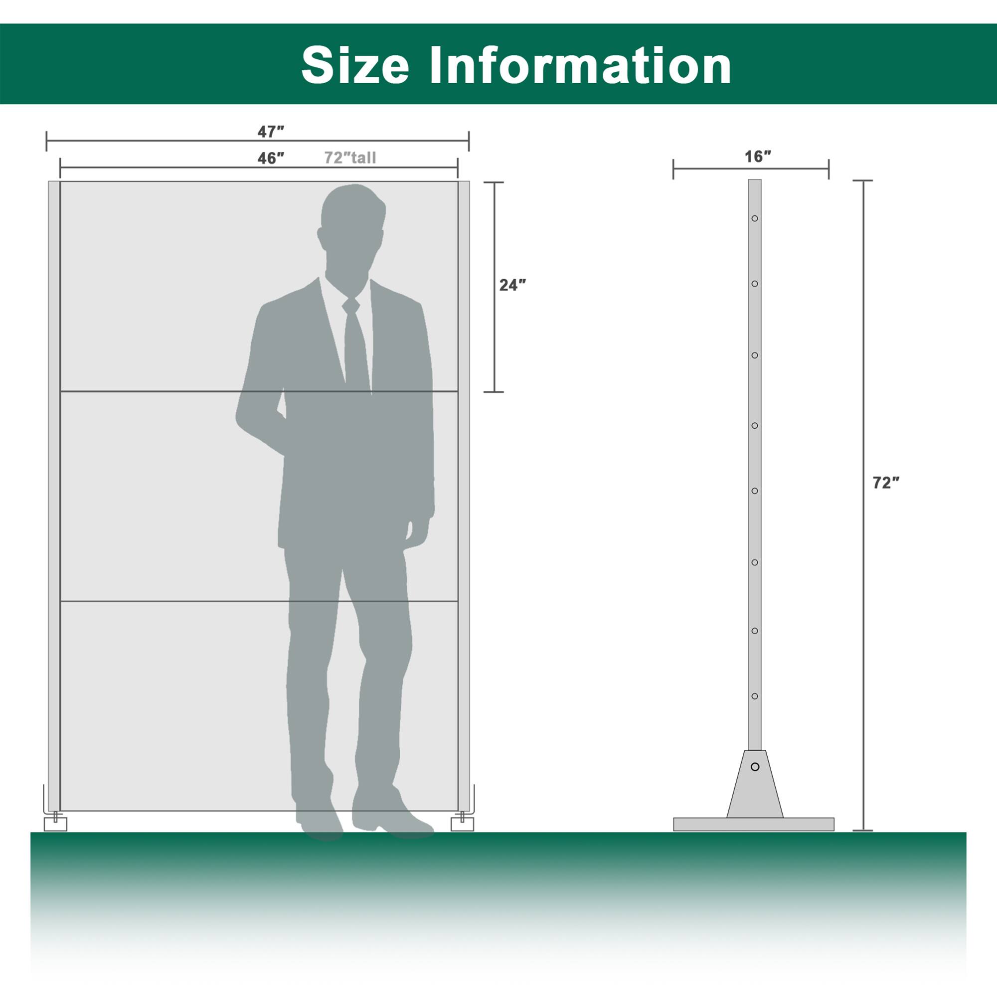 Size Information

- 47"
- 46"
- 72" tall
- 24"
- 16"
- 72"