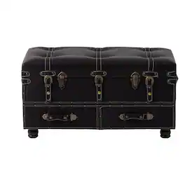 COZAYH - Vintage Storage Bench, Upholstered Wooden Ottoman Bed Chest Box, Black - Matte Black