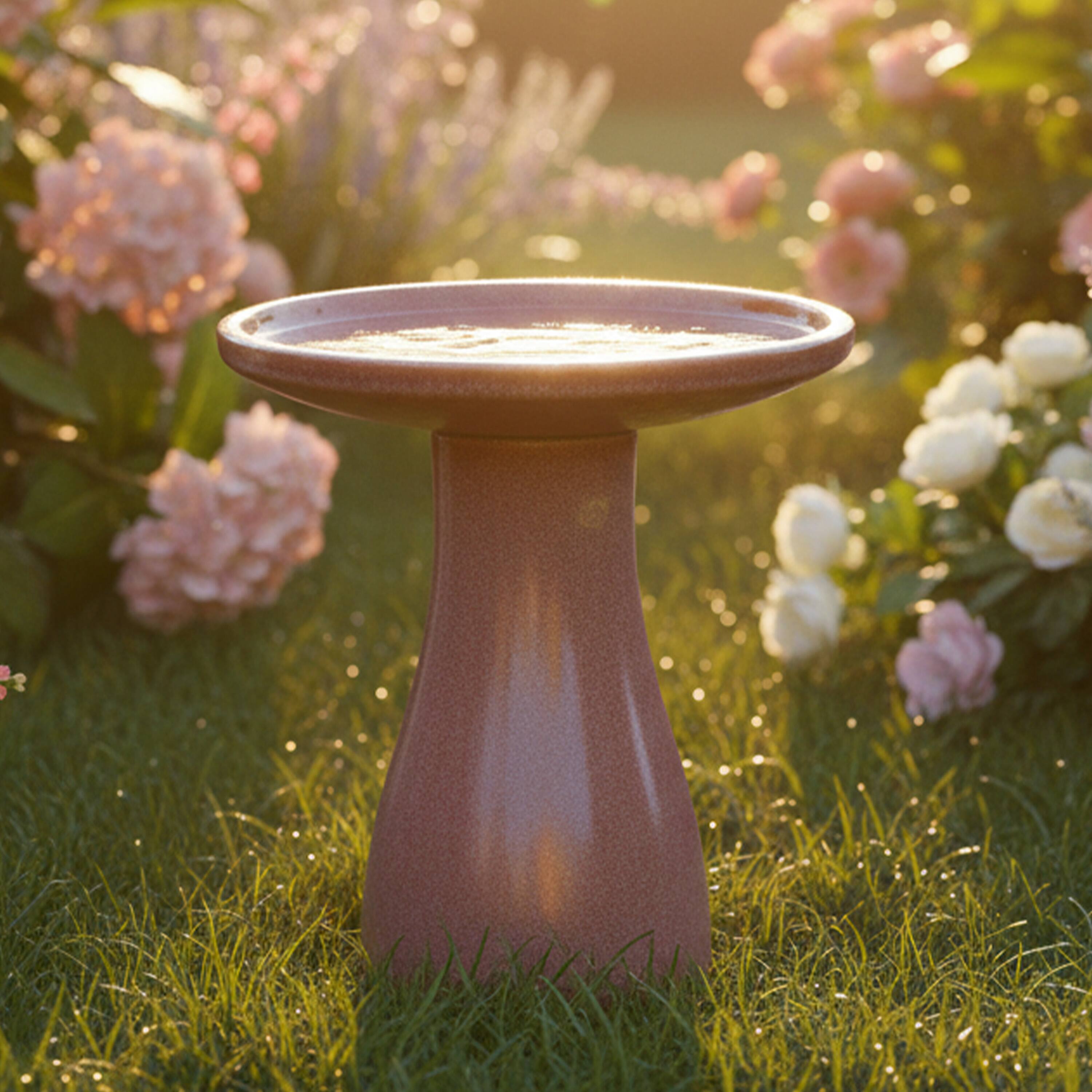 Alt View 7. Sunnydaze - Duo-Tone Outdoor High-Fired Ceramic Glazed Bird Bath - Lava.