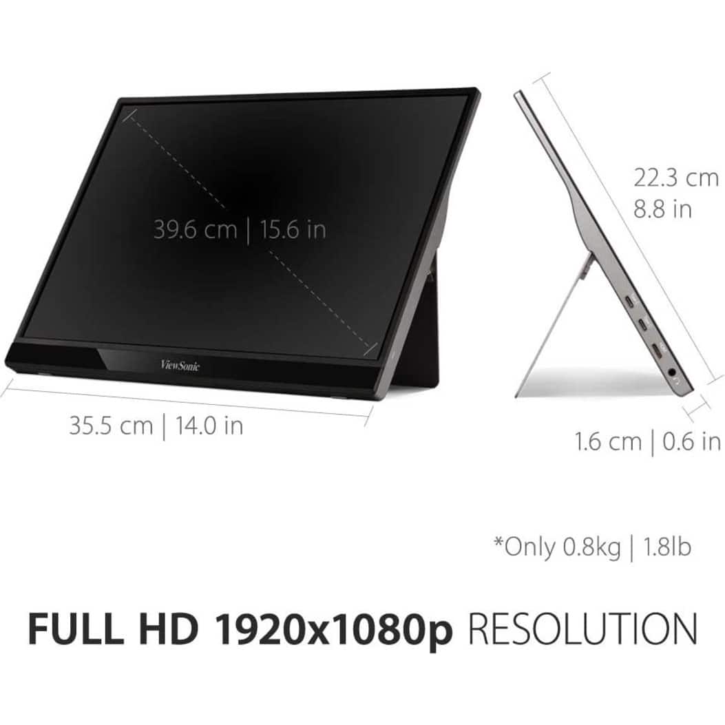 Alt View 18. ViewSonic - VG1655 15.6 LCD FHD Monitor (DisplayPort USB, HDMI) - Silver.