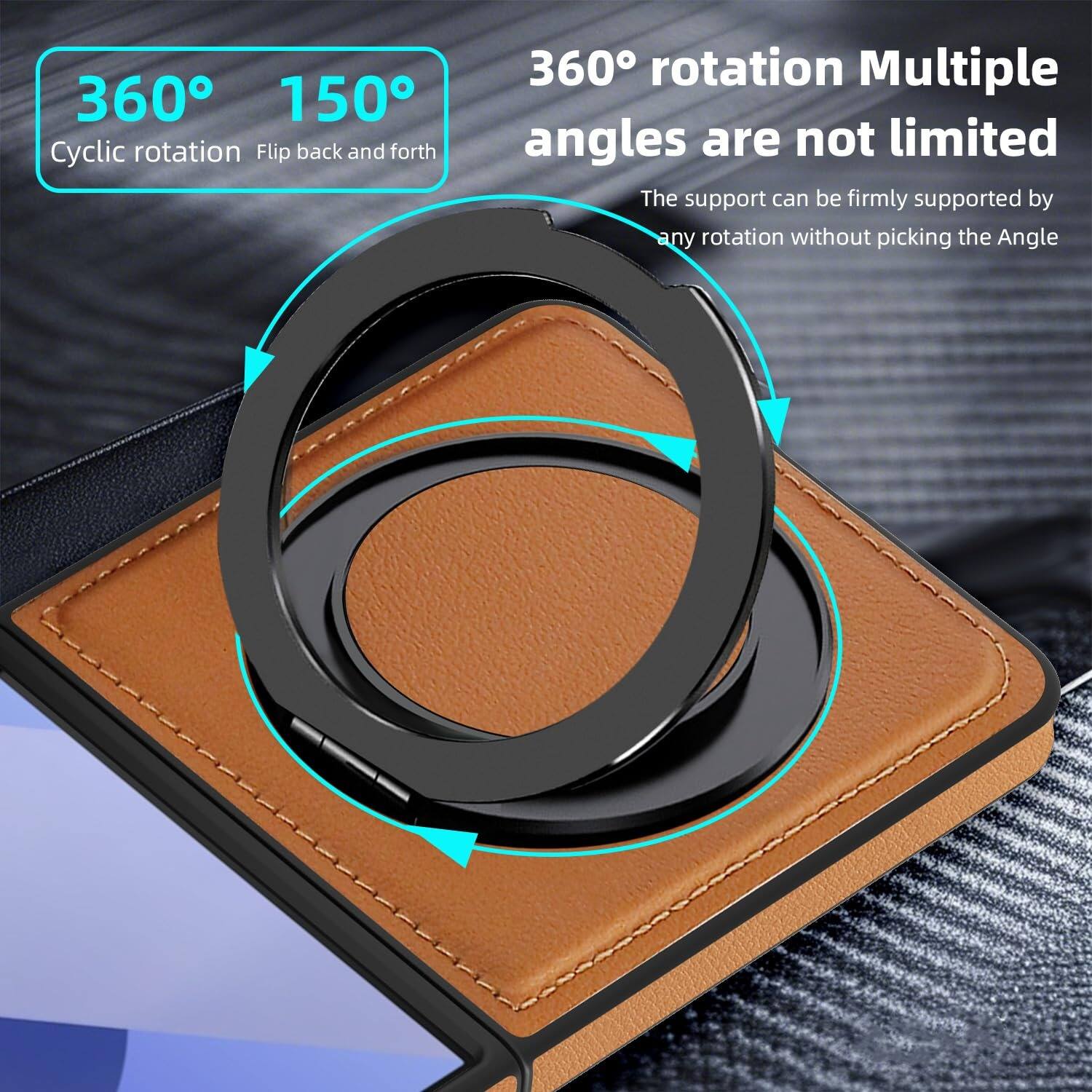 360° 150°  
Cyclic rotation Flip back and forth  
360° rotation Multiple angles are not limited  
The support can be firmly supported by any rotation without picking the Angle