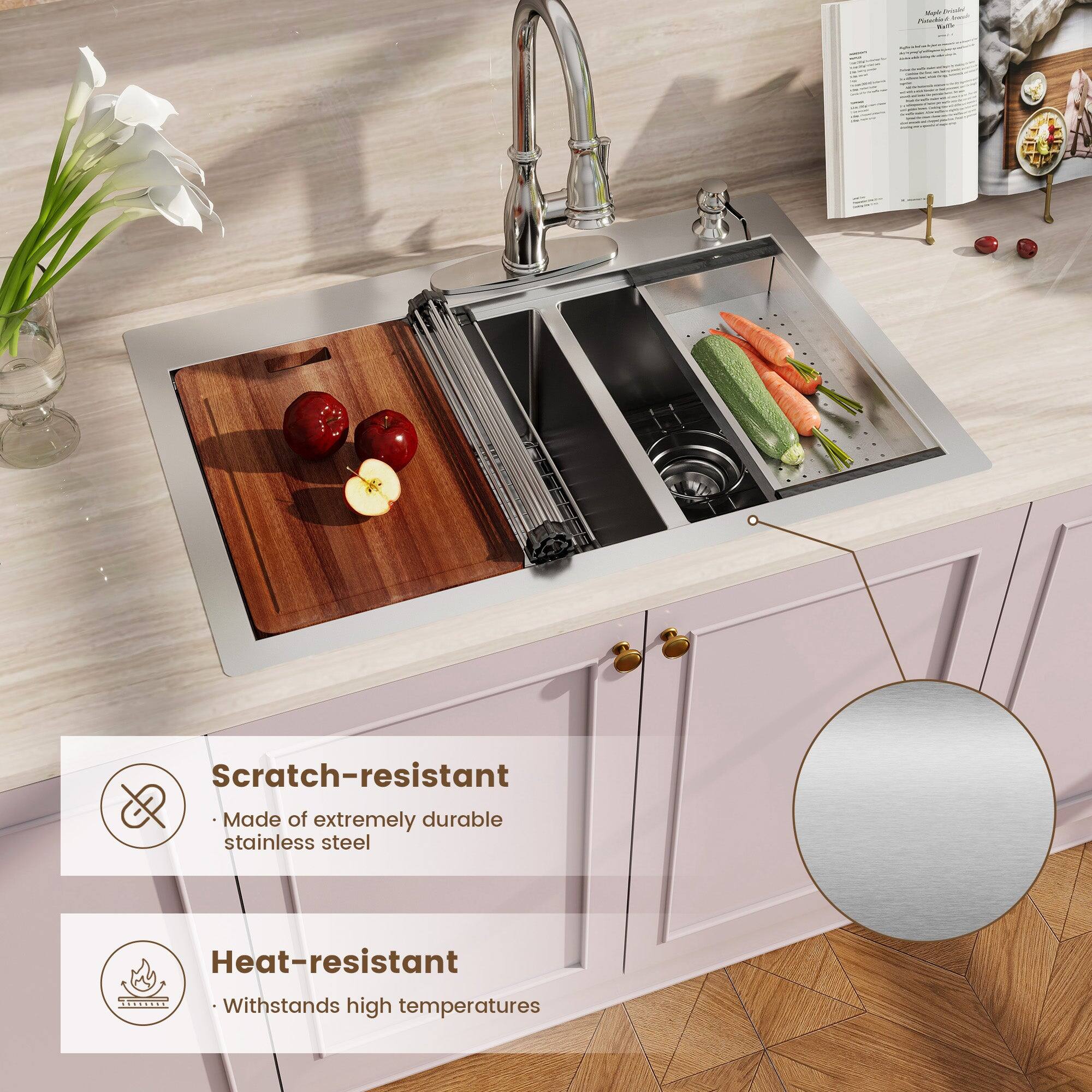 Scratch-resistant: Made of extremely durable stainless steel
Heat-resistant: Withstands high temperatures