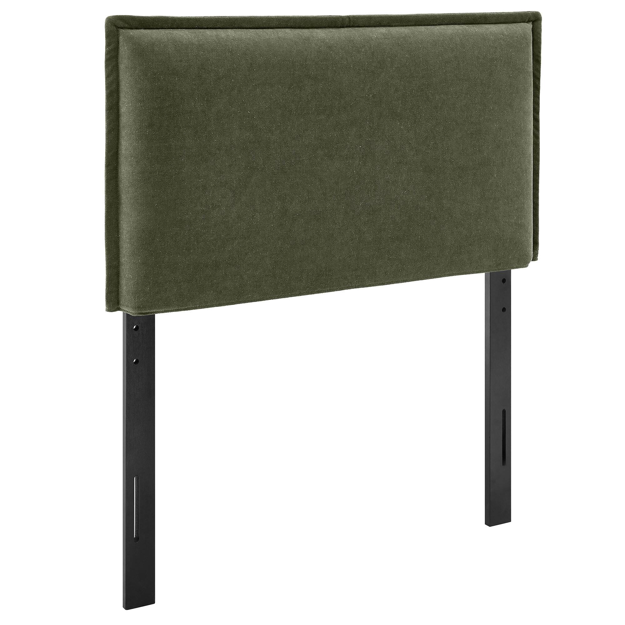 Angle. Modway - Camille Upholstered Linen Blend Headboard by Modway - Sage.