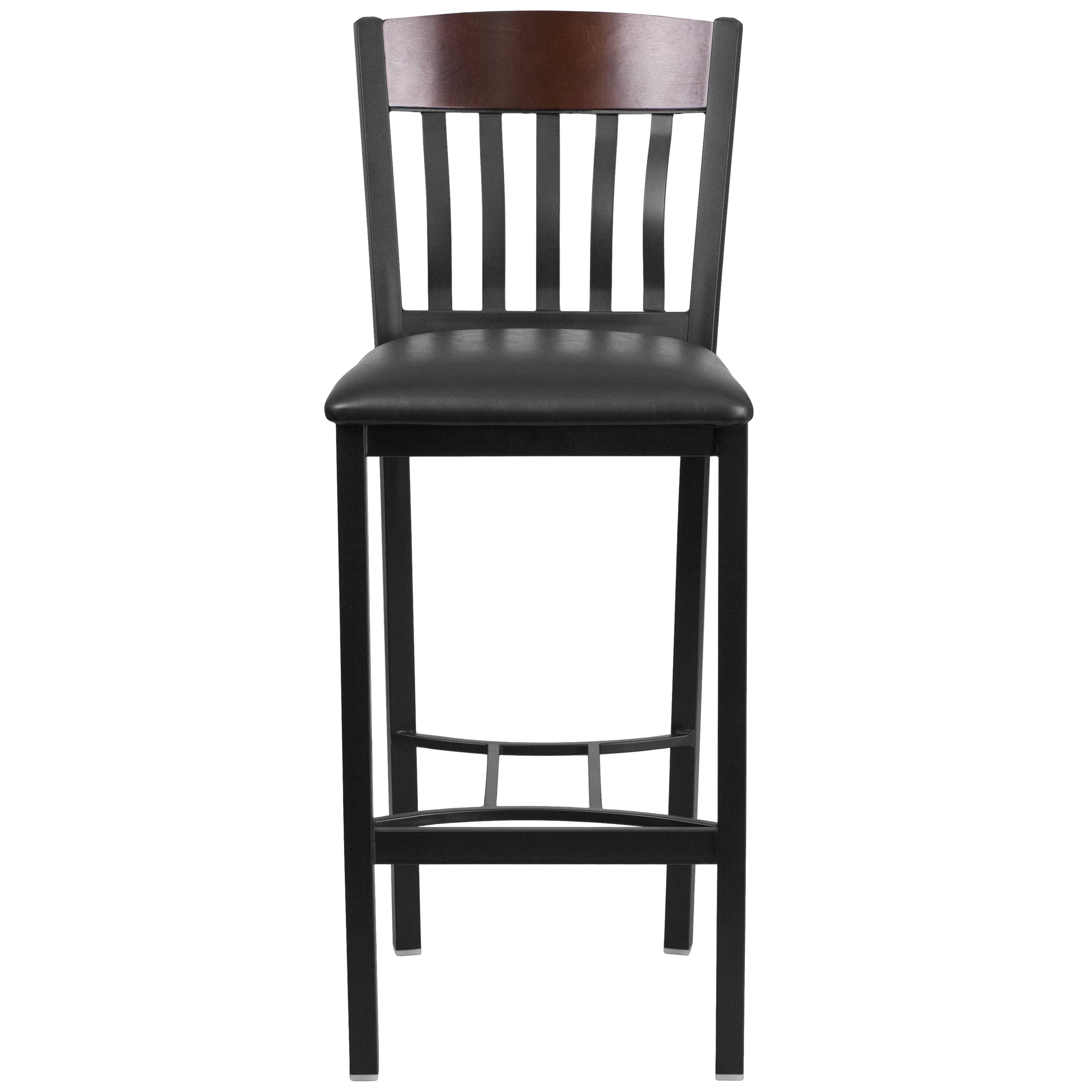 Alt View 5. Emma + Oliver - Vertical Back Metal/Wood Restaurant Dining Barstool - Walnut.
