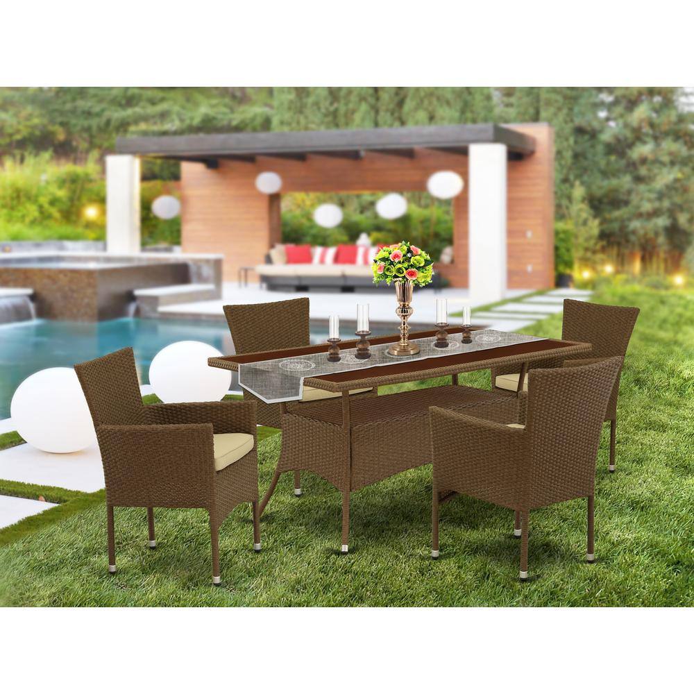 Back. East West Furniture - Wicker Patio Set Brown - Brown.