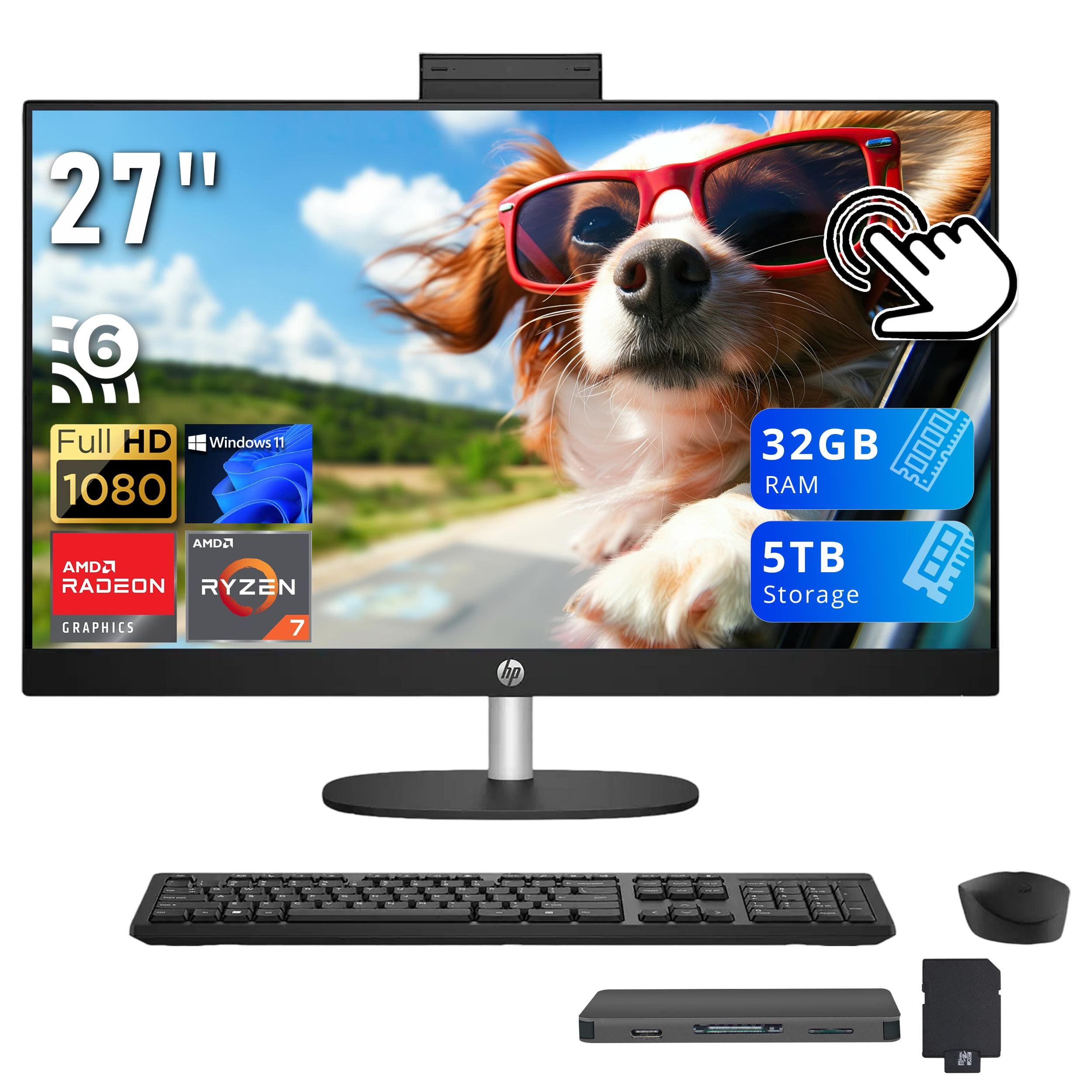 27" 6 Full HD Windows 11 1080 32GB RAM AMD RADEON RYZEN 7 5TB Storage hp