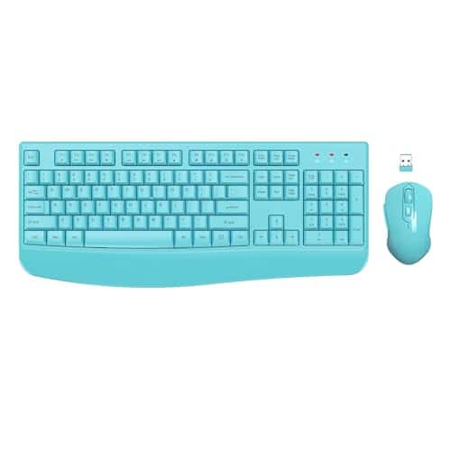 Comfort Essence - Wireless And Mouse Combo Full-sized Computer With Wrist Rest 3 Level Dpi Adjustable For Windows Os - Sky Blue