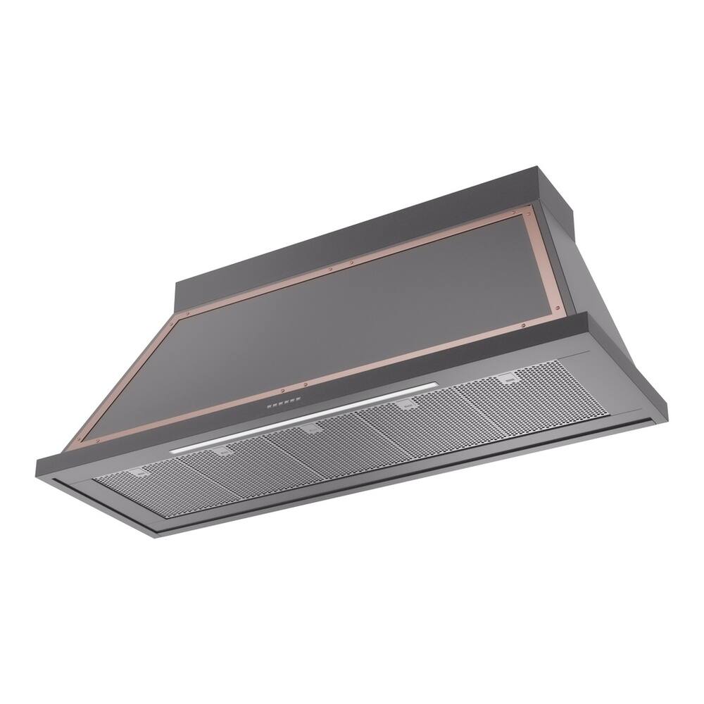 Alt View 1. ILVE - ILVE Nostalgie II Series 60 in. Noblesse Wall Mount Range Hood with 850 CFM (Copper Trim) - Graphite Matte.