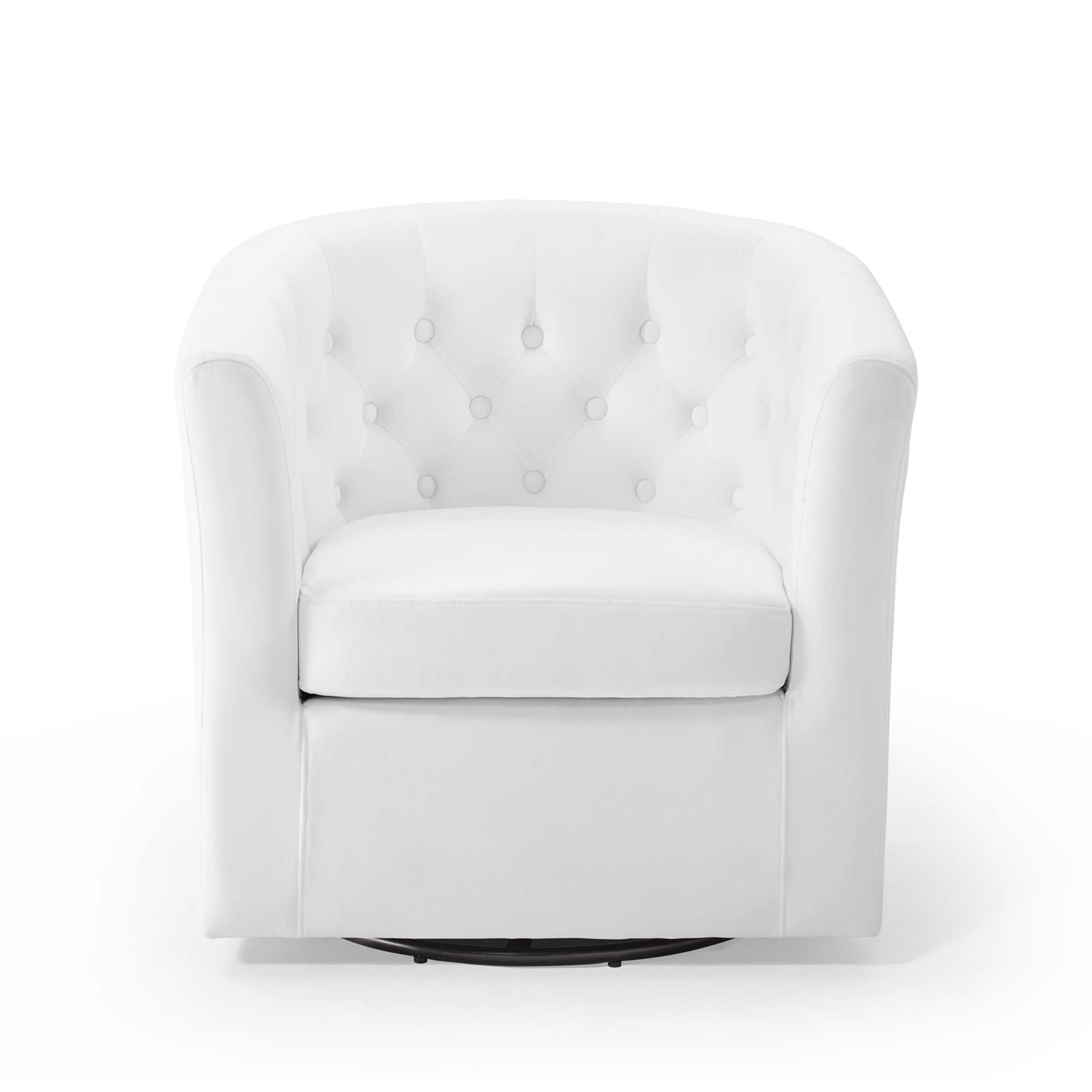 Back. Modway - Prospect Tufted Performance Velvet Swivel Armchair by Modway - White.