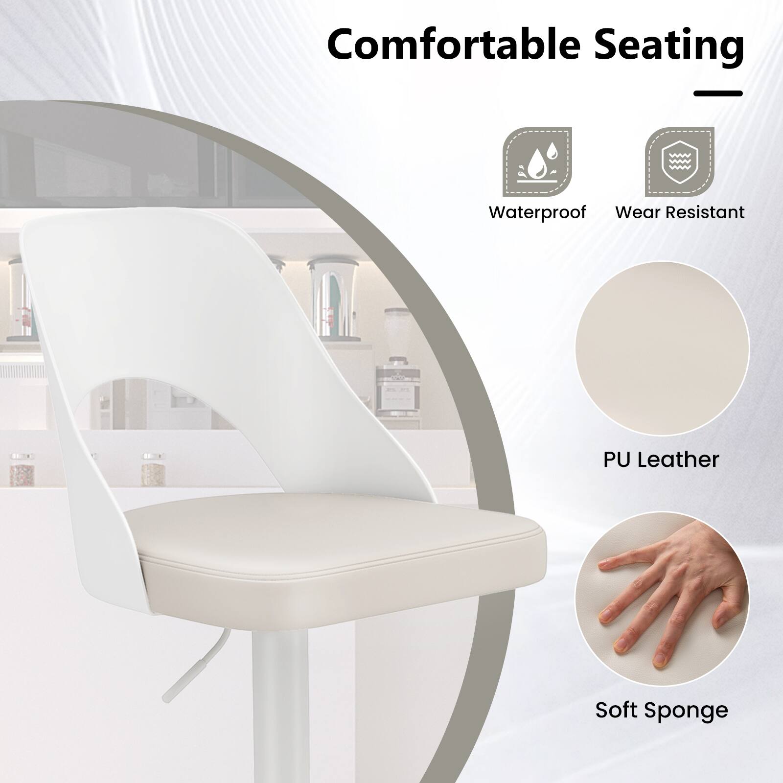 Comfortable Seating

- Waterproof
- Wear Resistant

PU Leather

Soft Sponge