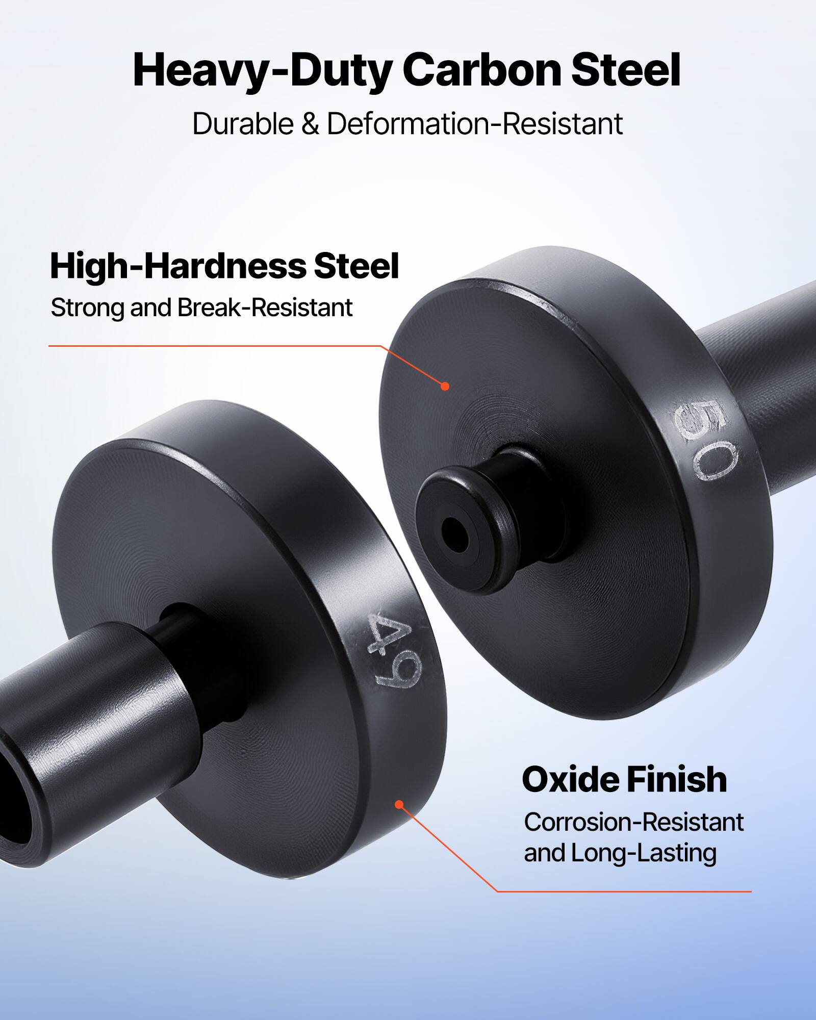 Heavy-Duty Carbon Steel  
Durable & Deformation-Resistant  

High-Hardness Steel  
Strong and Break-Resistant  

Oxide Finish  
Corrosion-Resistant and Long-Lasting