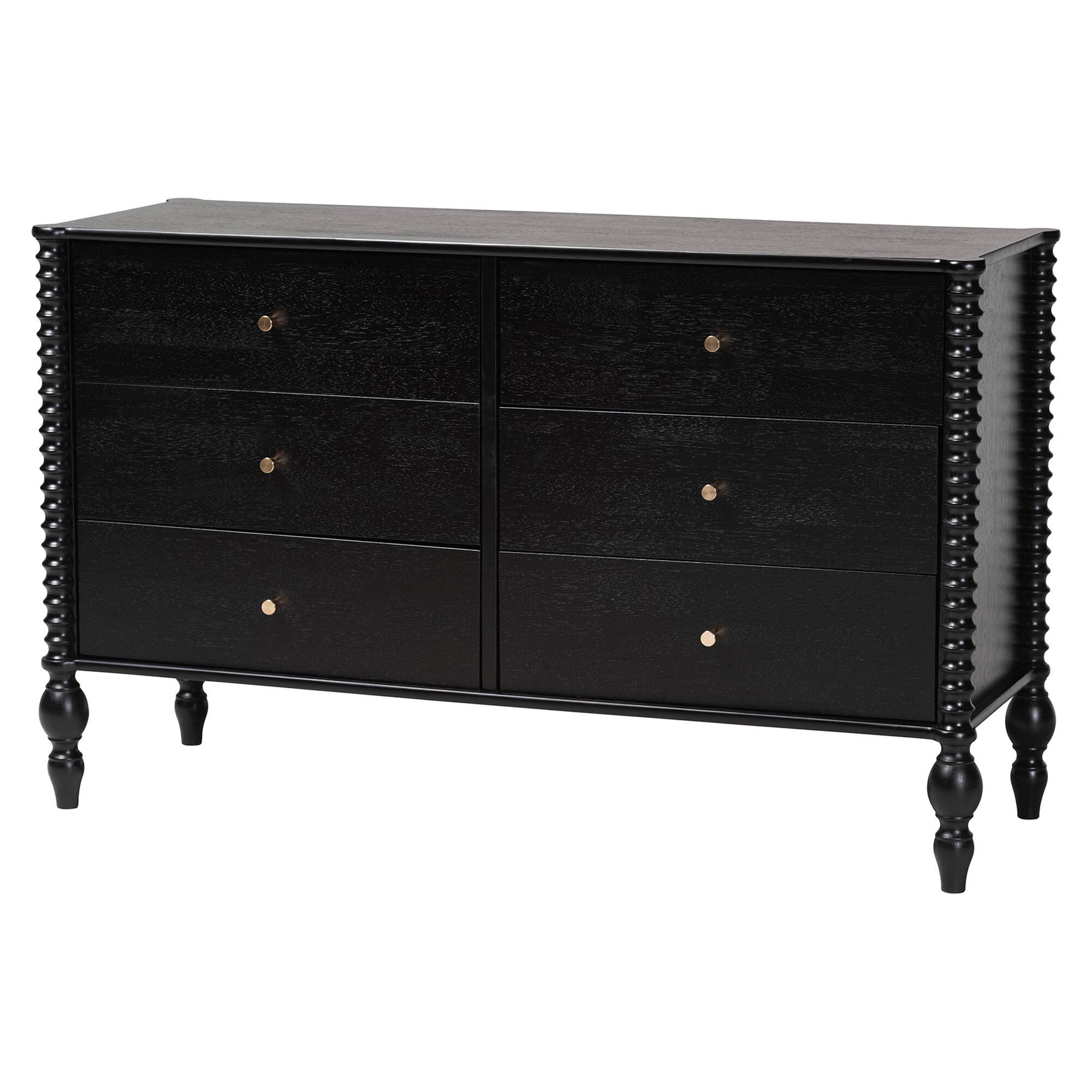 Alt View 1. Baxton Studio - Callison Spindle 4-Piece Bedroom Set - Platform Bed with Matching Dresser and 2-Drawer Nightstands, Full - Black.