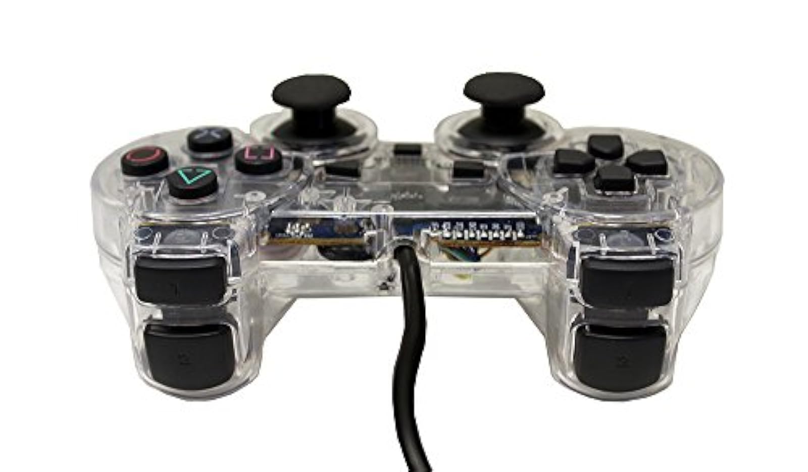 Alt View 1. Mars Devices - Transparent Clear White Controller for Playstation PS1 PS2 - Clear.