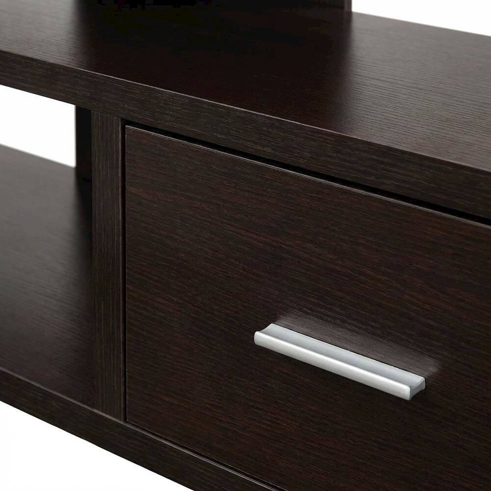 Alt View 4. FurniFact - Contemporary Brown TV Stand with 1 Drawer and Shelves for Up to 65-Inch TVs - Brown.