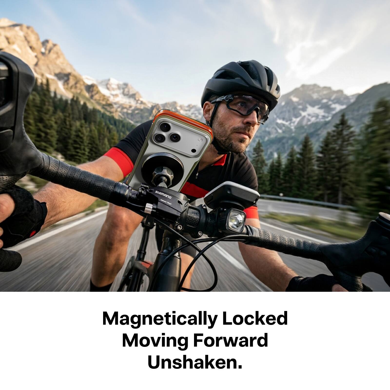 SHIMANO  
MAGNETICALLY LOCKED MOVING FORWARD UNSHAKEN.