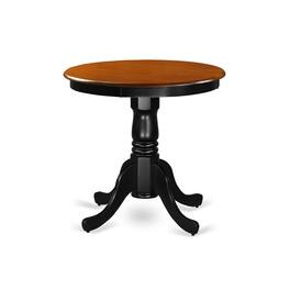 East West Furniture - EMT-BCH-TP Eden Kitchen Dining Table, a Round Solid Wood Table with Pedestal Base - Black & Cherry