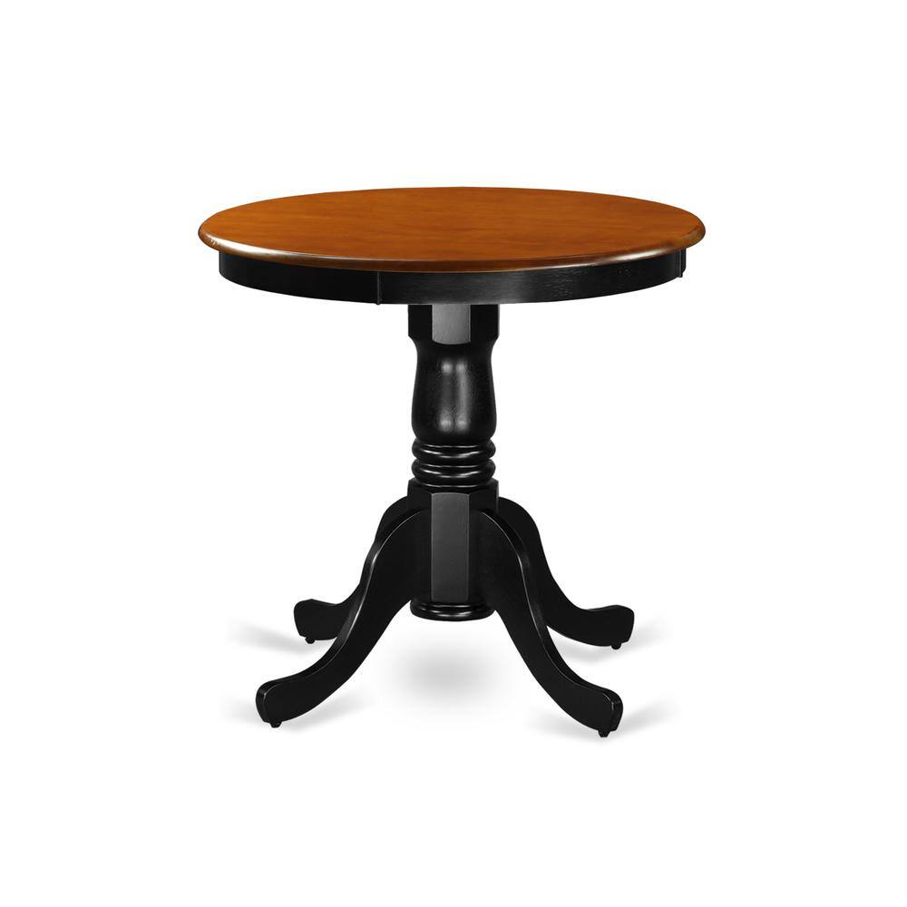 Front. East West Furniture - East West Furniture EMT-BCH-TP Eden Kitchen Dining Table, a Round Solid Wood Table with Pedestal Base, Black & Cherry - Black & Cherry.