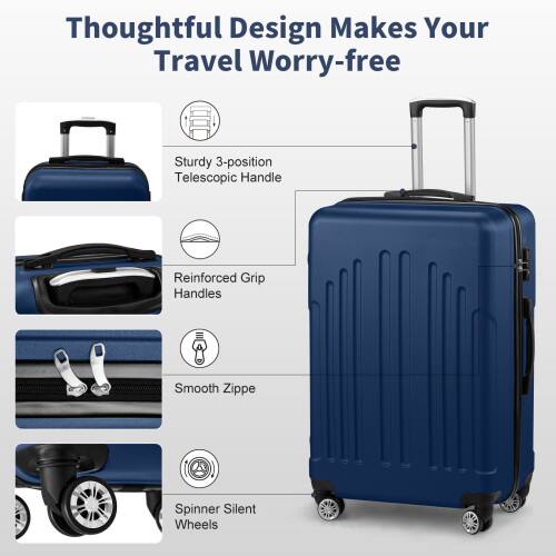 Thoughtful Design Makes Your Travel Worry-free

- Sturdy 3-position Telescopic Handle
- Reinforced Grip Handles
- Smooth Zipper
- Spinner Silent Wheels