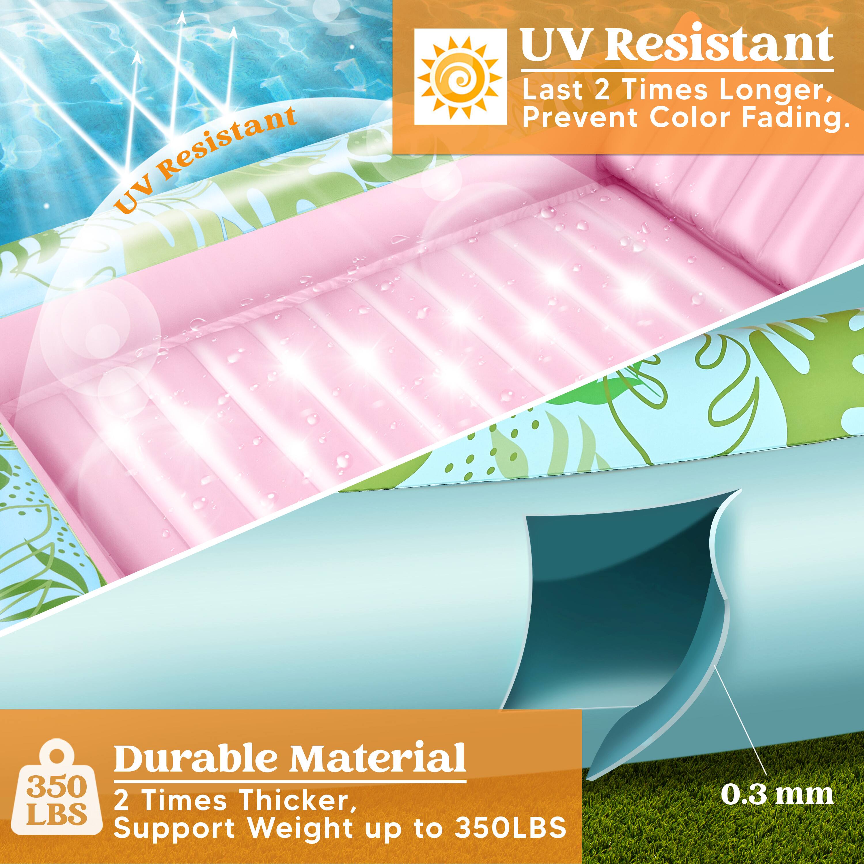 UV Resistant  
Last 2 Times Longer, Prevent Color Fading.  

Durable Material  
2 Times Thicker, Support Weight up to 350LBS  
0.3 mm
