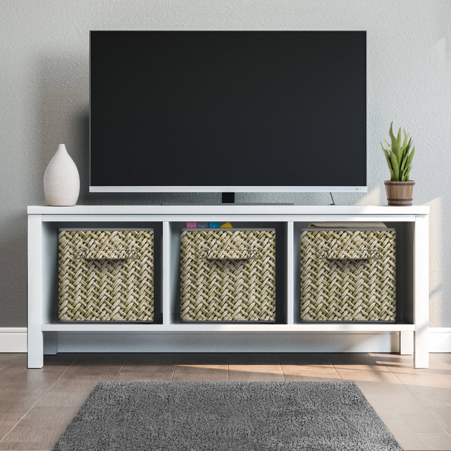 Alt View 3. Sorbus - Sorbus Fabric Storage Cube, 11-Inch Foldable Storage Bin with Handle for Closet, Pantry, Cubbies, Toys & Bath (1-Piece) - Woven Gray.