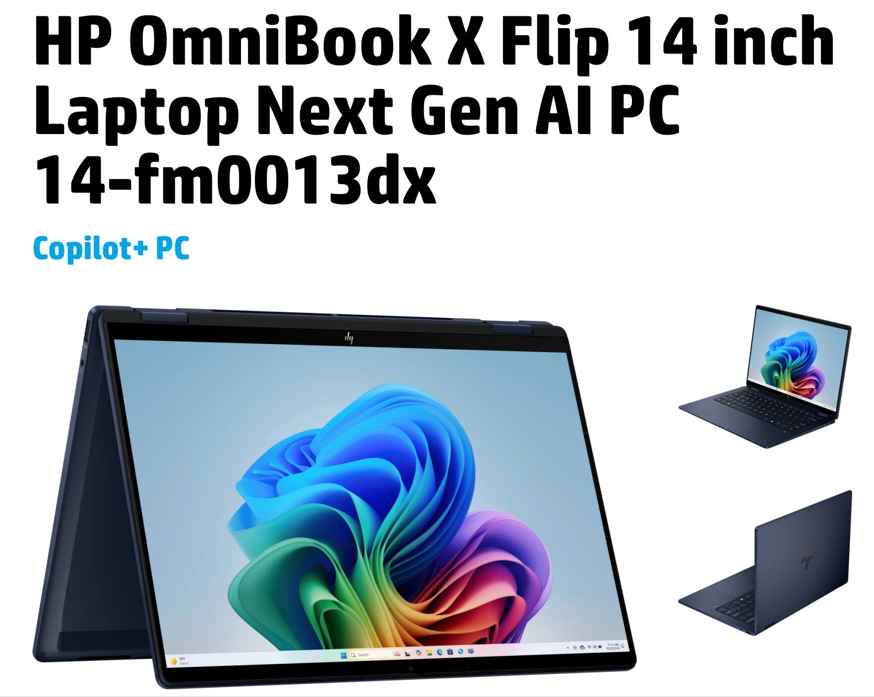 HP OmniBook X Flip 14 inch Laptop Next Gen AI PC 14-fm0013dx Copilot+ PC