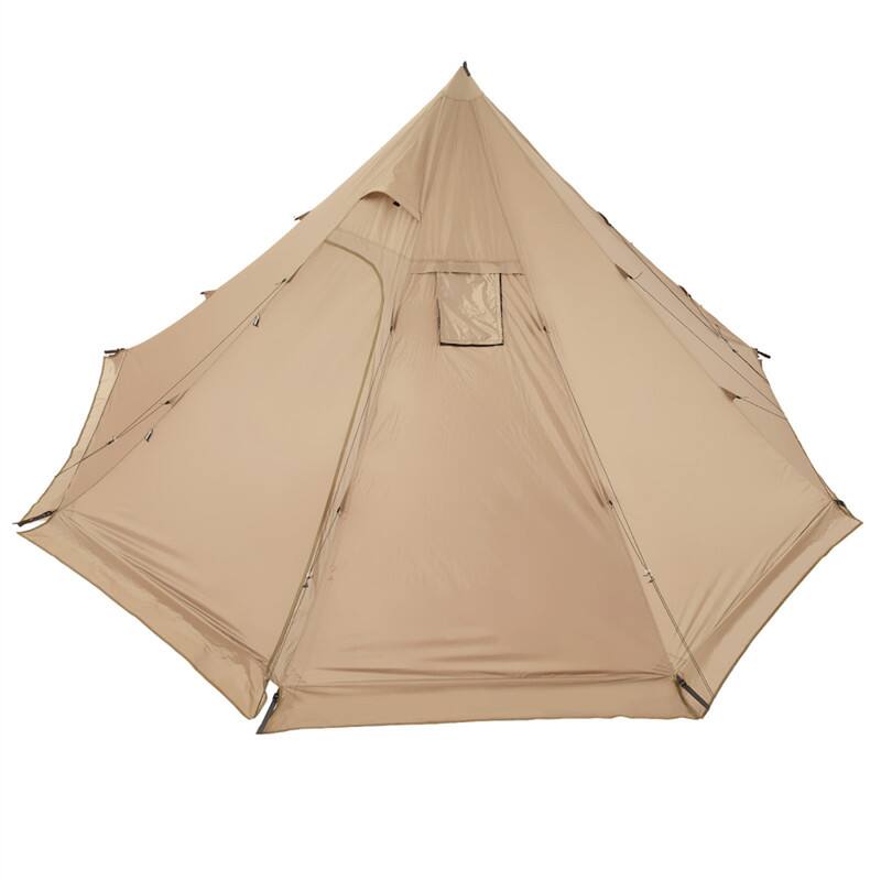 Angle. HTUTWOO - Hot Tent for 4 Persons - Portable Winter Tent with Stove Jack, Waterproof Canvas Camping Tents,Lightweight Shelter Tents - Brown.